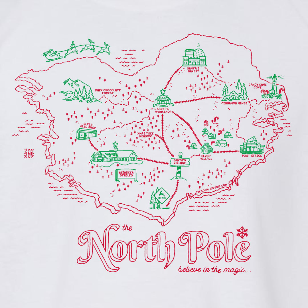 The North Pole Map Youth T-Shirt