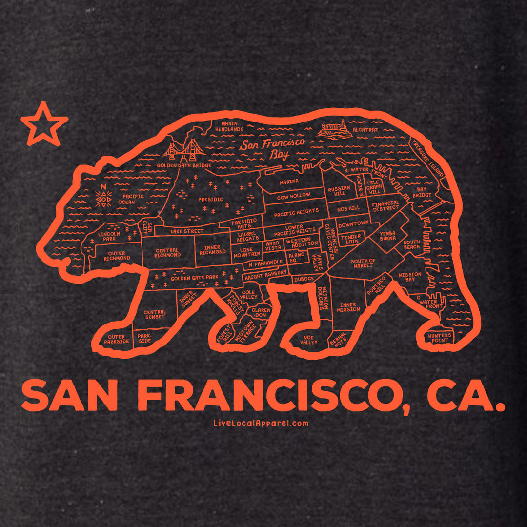San Francisco Bear Map Zip Hoodie