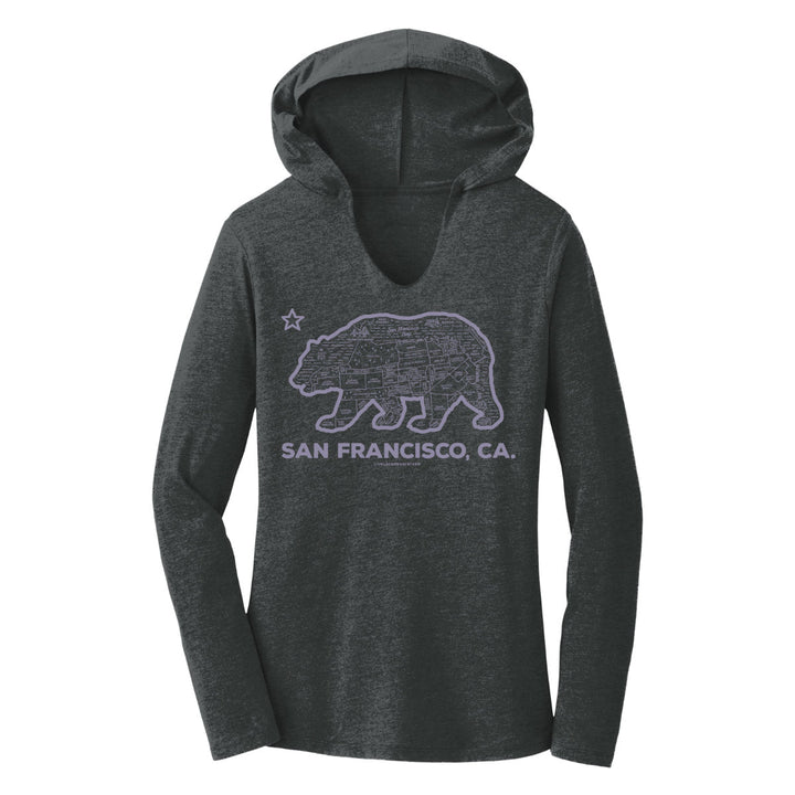 Women's San Francisco Bear Map Hooded T-Shirt