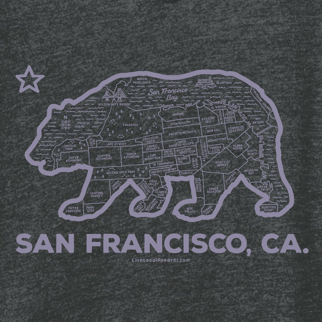 Women's San Francisco Bear Map Hooded T-Shirt
