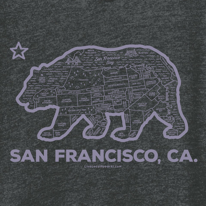 Women's San Francisco Bear Map Hooded T-Shirt