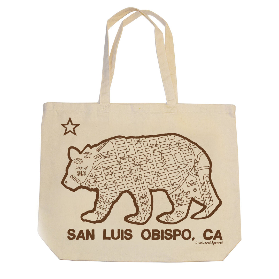 SLO Bear Map Jumbo Tote Bag