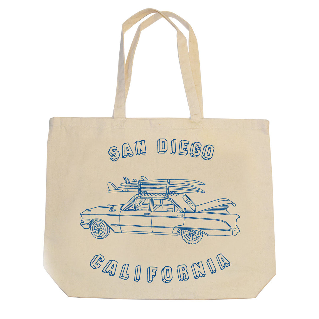 San Diego Surf Car Jumbo Tote Bag