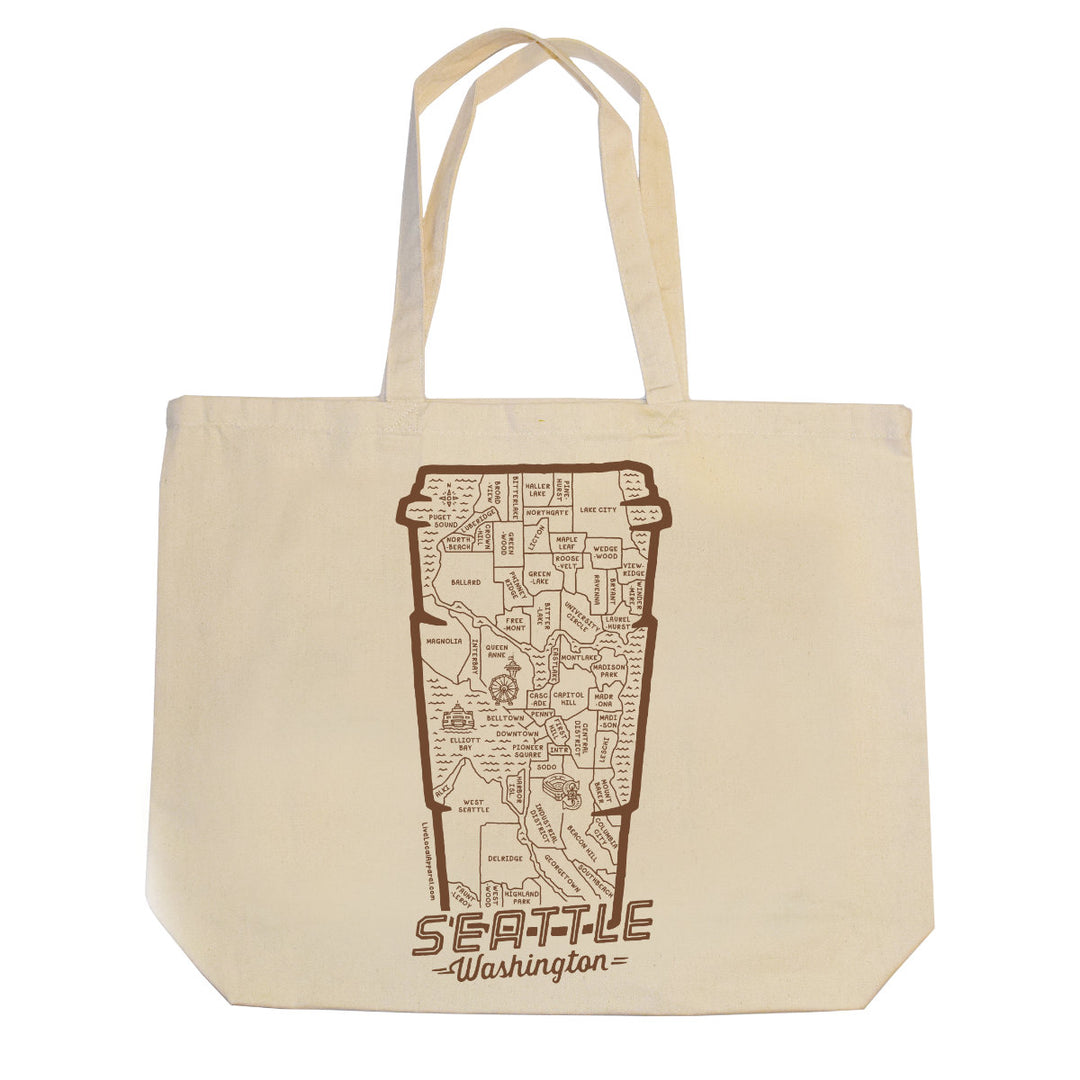 Seattle Coffee Map Jumbo Tote Bag