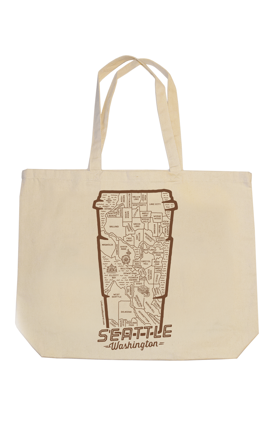 Seattle Coffee Map Jumbo Tote Bag