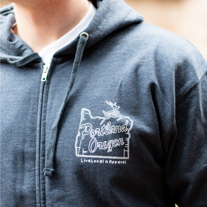 Portland Boot Map Zip Hoodie