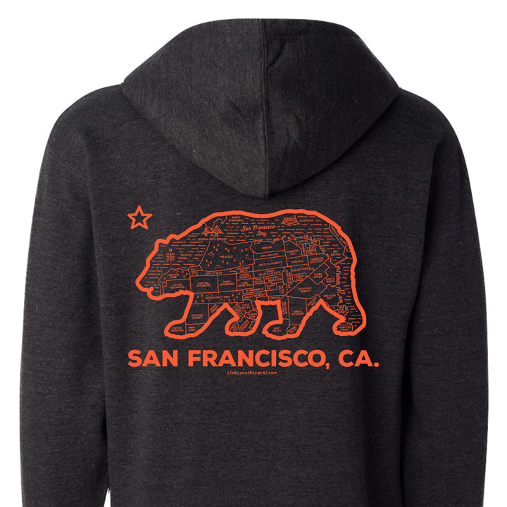 San Francisco Bear Map Zip Hoodie