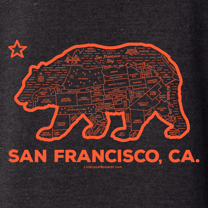 San Francisco Bear Map Zip Hoodie