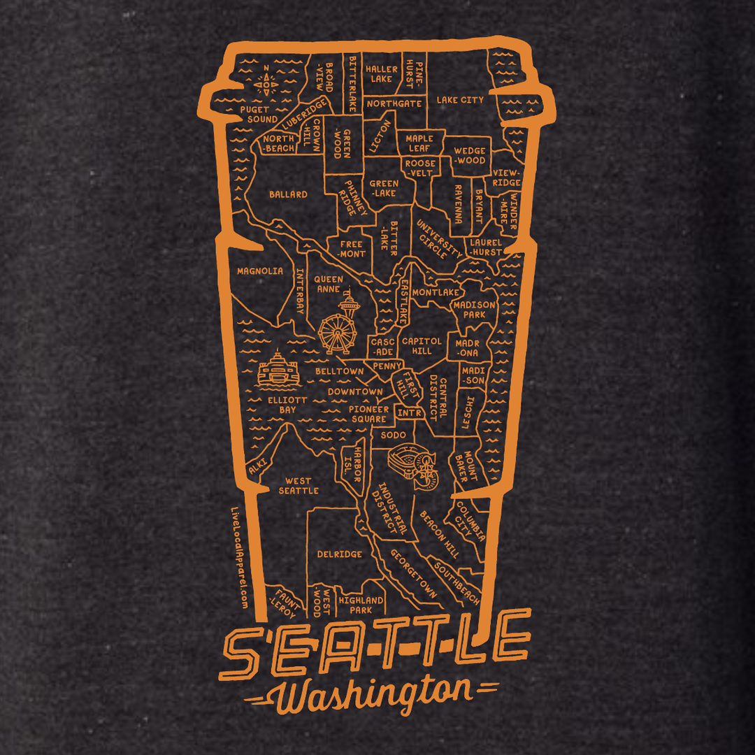 Seattle Coffee Map Zip Hoodie