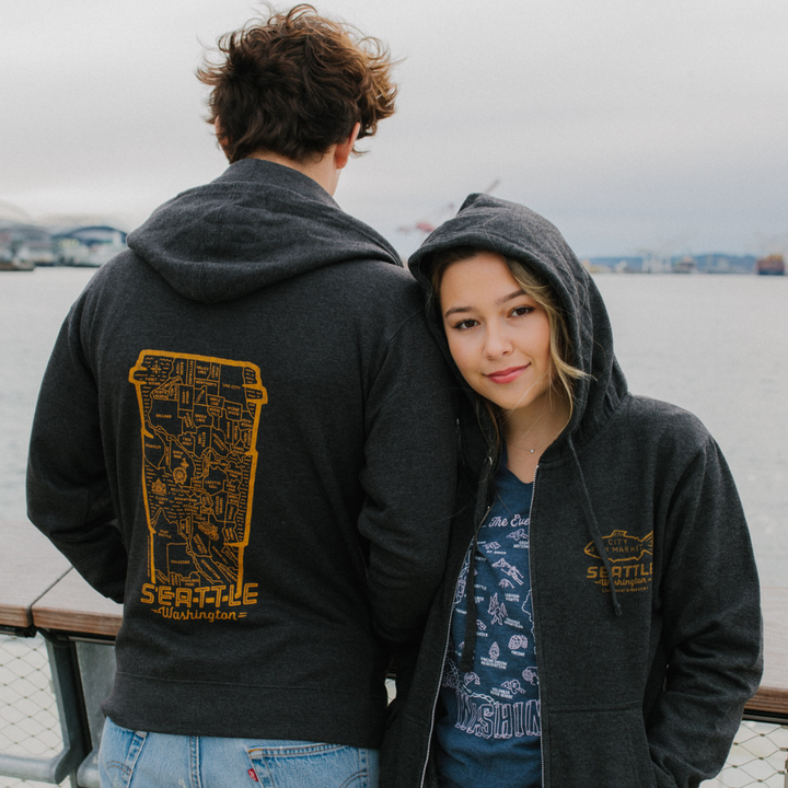 Seattle Coffee Map Zip Hoodie