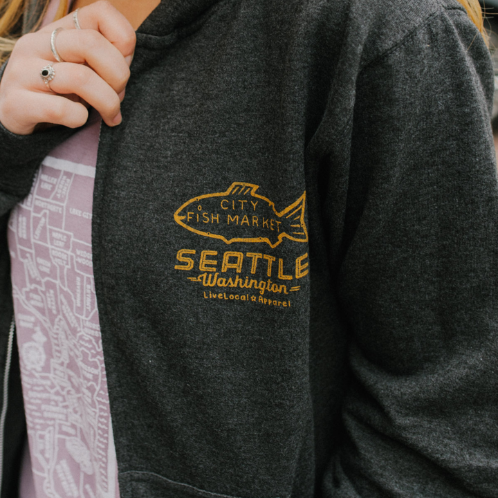 Seattle Coffee Map Zip Hoodie